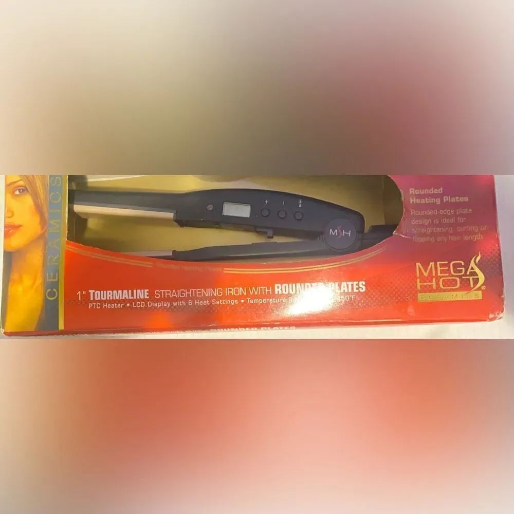 🔥1”Tourmaline Straightening iron with Rounded Plates PTC Heater 🎊LCD Display 🎉